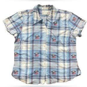 Sarah Bentley Shirt American Flag‎ Bear July 4th Button Up Women’s Size XL Blue